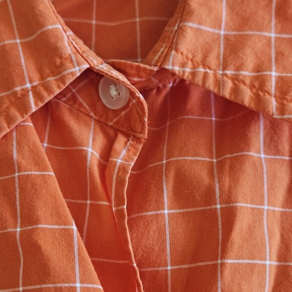 Lauren Ralph Lauren Top Womens Petite M Orange Plaid Cropped LS Tie Front Preppy - Picture 11 of 16